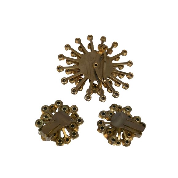 Vintage Unsigned AB Rhinestone Brooch Set (A7895) - Picture 4 of 5
